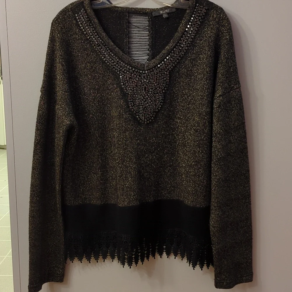 Miss Me Gold and Brown Knit Sweater Size Large - Picture 1 of 8